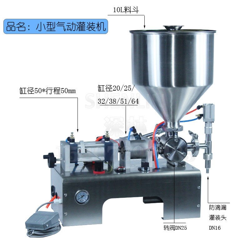 小型气动灌装机 卧式活塞定量填充装机 自动食品 化妆品包装设备